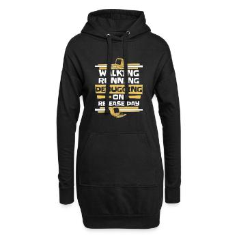 Walking Running Debugging Release Day Coder - Sweat-shirt à capuche long Femme - noir - Devant