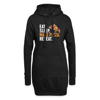 Eat Sleep Make Pizza Repeat Pizzablech Pizzaofen - Hoodie-Kleid - Schwarz - Vorne