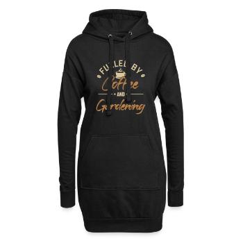 Alimenté par le café et le jardinage - Sweat-shirt à capuche long Femme - noir - Devant
