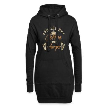 Fueled by Coffee and Harps Harp Concert Harp - Hoodie Dress - black - Front