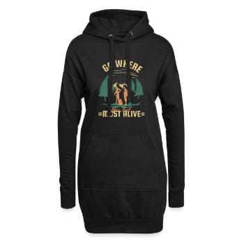 Go Where Feel Most Alive Trekking Bergwandern - Hoodie-Kleid - Schwarz - Vorne