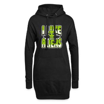 J’aime les extraterrestres Ufo Conspiracy Außerirdischer Alien - Sweat-shirt à capuche long Femme - noir - Devant