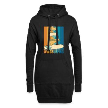 Retro Sports nautiques Surfeurs Surfeurs Planche à voile - Sweat-shirt à capuche long Femme - noir - Devant