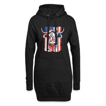 Drapeau américain Highland vache bovins écossais - Sweat-shirt à capuche long Femme - noir - Devant