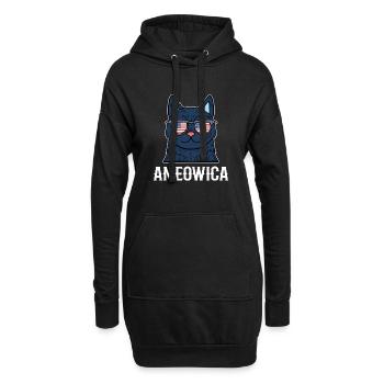 Ameowica chaton, chat domestique, minou - Sweat-shirt à capuche long Femme - noir - Devant
