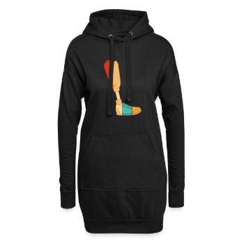 Retro Künstliche Beine Prothese Fuß Benutzer Bein - Hoodie-Kleid - Schwarz - Vorne