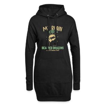 Mon cerveau est composé à 95% de lézard Pogona dragon barbu - Sweat-shirt à capuche long Femme - noir - Devant