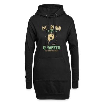 Mein Gehirn besteht zu 95% aus Giraffen, Nubiern, Afrikanern - Hoodie-Kleid - Schwarz - Vorne