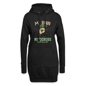 Mein Gehirn ist zu 95% Motocross Supermoto Motorrad - Hoodie-Kleid - Schwarz - Vorne