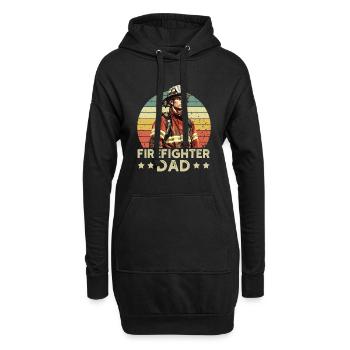 Papa pompier - Sweat-shirt à capuche long Femme - noir - Devant