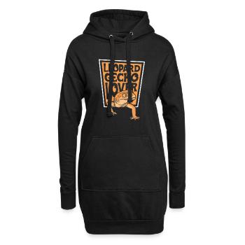 Gecko léopard amoureux Gekkota lézard à crête - Sweat-shirt à capuche long Femme - noir - Devant