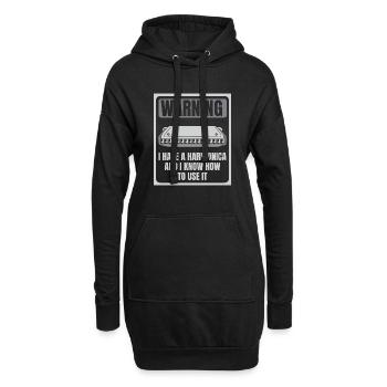 Ich habe eine Mundharmonika und weiß, wie man sie benutzt - Hoodie-Kleid - Schwarz - Vorne