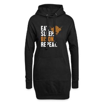 Essen Schlaf Bison Wiederholung Büffel Amerikanischer Bison - Hoodie-Kleid - Schwarz - Vorne