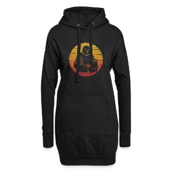Retro Buddhistisches Symbol Statue Priester Buddhismus - Hoodie-Kleid - Schwarz - Vorne