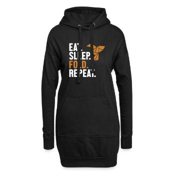 Essen Schlaf Falten Wiederholen Eule Papier Kranich Falten - Hoodie-Kleid - Schwarz - Vorne