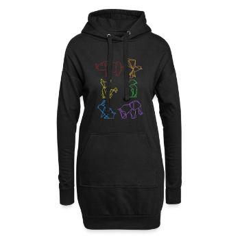 Origami LGBT Regenbogen Eule Papierkranich Falten - Hoodie-Kleid - Schwarz - Vorne