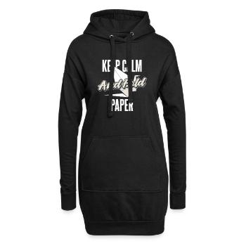 Bleiben Sie ruhig und falten Sie Papier, falten Eule, Papierkran - Hoodie-Kleid - Schwarz - Vorne
