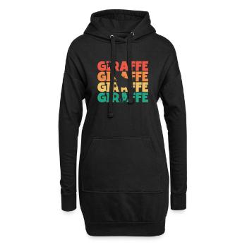 Girafe Rétro Texte Africain Giraffidae Nubian - Sweat-shirt à capuche long Femme - noir - Devant