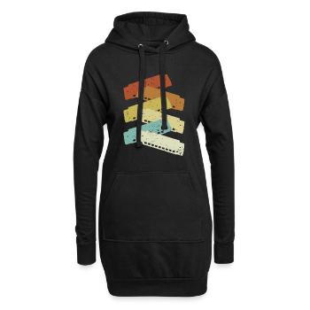 Retro Harmonist Harmonicist Mundharmonika - Hoodie-Kleid - Schwarz - Vorne