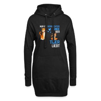 Nur ein verrückter Junge Raubtier Geschenk Tiger - Hoodie-Kleid - Schwarz - Vorne