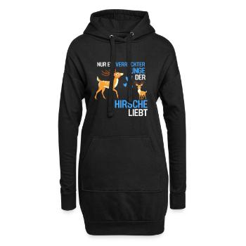 Waldtier Jungen Tierliebhaber Geschenk Hirsch - Hoodie-Kleid - Schwarz - Vorne