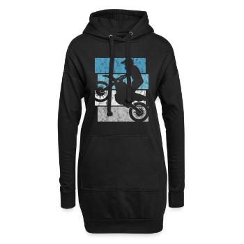 Motorrad Enduro Motocross Retro Motorcross Stunt - Hoodie-Kleid - Schwarz - Vorne