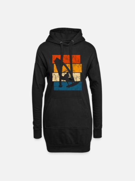 Windsurfen Retro Surfen Windsurfer Windsurfing - Hoodie-Kleid - Schwarz