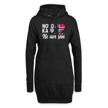 Norwegen Norway Koordinaten Norwegenflagge Nordkap - Hoodie-Kleid - Schwarz - Vorne