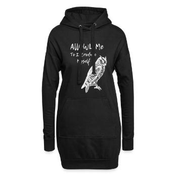 Eule Selbst Intro Typografie - Hoodie-Kleid - Schwarz - Vorne