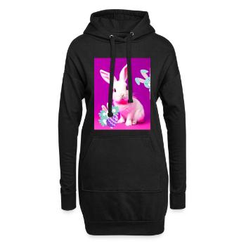 Rosa Osterhase mit Osterei Pink - Hoodie-Kleid - Schwarz - Vorne