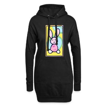 Lapin de Pâques Pastel Bunny sur fond jaune - Sweat-shirt à capuche long Femme - noir - Devant