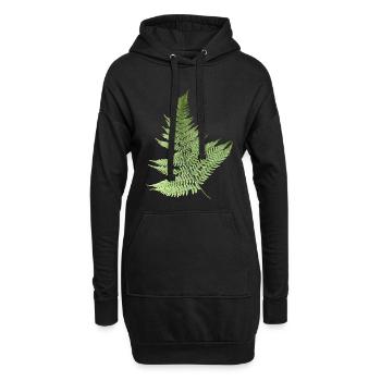 Farn Blätter Farnblätter grün - Hoodie-Kleid - Schwarz - Vorne