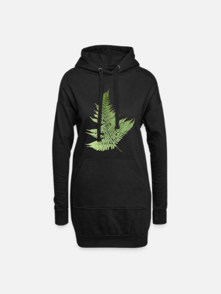 Farn Blätter Farnblätter grün - Hoodie-Kleid - Schwarz