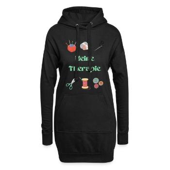 Ma thérapie : crochet et couture - Sweat-shirt à capuche long Femme - noir - Devant