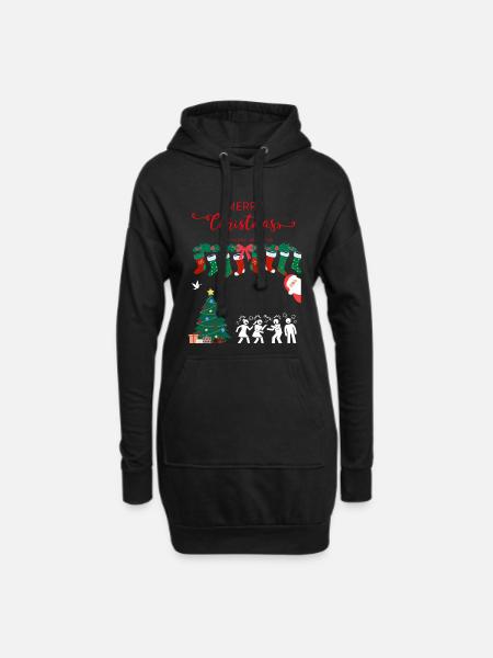 Frohe Weihnachten - Hoodie-Kleid - Schwarz