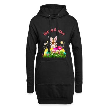 Cute Easter bunny with colorful eggs - Hoodie Dress - black - Front