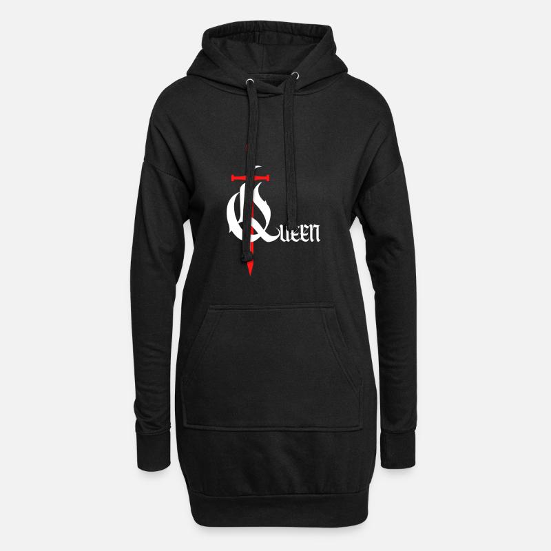 Gothic Queen Design mit Schwert mit weißem Text - Hoodie-Kleid - Schwarz