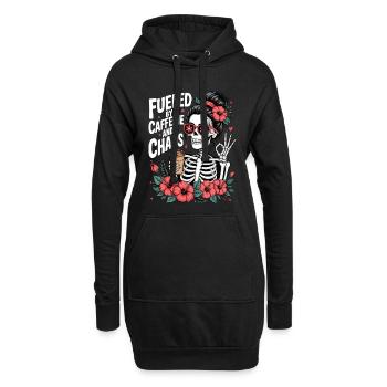 Mère Caféine Maman Squelette Café - Sweat-shirt à capuche long Femme - noir - Devant