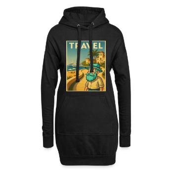 Art déco rétro avec grand-père sur la route - Sweat-shirt à capuche long Femme - noir - Devant