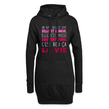 Schönes und langes Leben - Hoodie-Kleid - Schwarz - Vorne