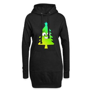 Weihnachtsbaum-Farbverlauf Lächeln - Hoodie-Kleid - Schwarz - Vorne