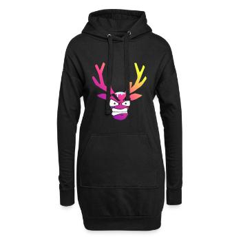 Wütender Weihnachts-Schneehirschkopf - Hoodie-Kleid - Schwarz - Vorne
