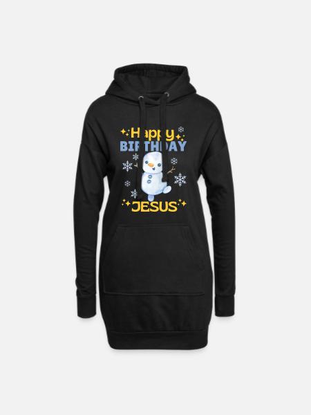 Happy Birthday Jesus Schneemann – Niedlich - Hoodie-Kleid - Schwarz