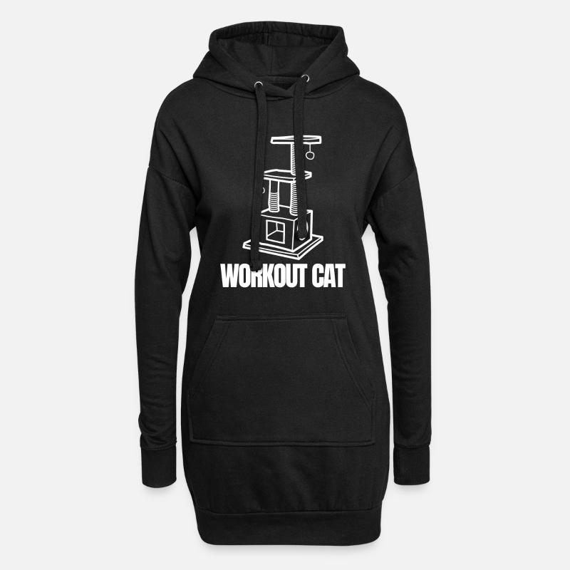Workout-Katzenemblem - Hoodie-Kleid - Schwarz