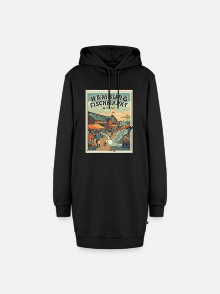 Hamburg Vintage Fischmarkt - Hoodie-Kleid - Schwarz