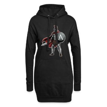 Hoplite Spartiate Lambda Bouclier Épée Mascotte - Sweat-shirt à capuche long Femme - noir - Devant