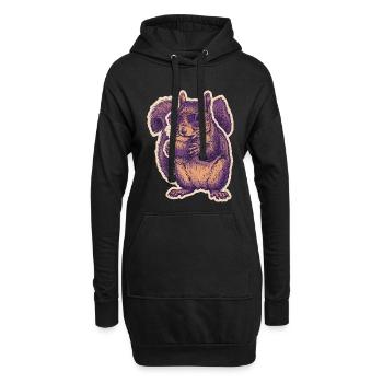 Eichhörnchen Mit Sonnenbrille Knabbert Haselnuss - Hoodie-Kleid - Schwarz - Vorne