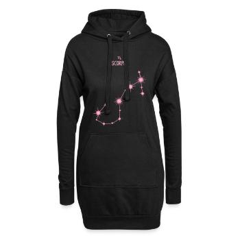 Skorpion, Tierkreiszeichen, Sternbild Pastellrosa - Hoodie-Kleid - Schwarz - Vorne