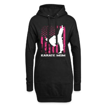 Karaté Mom USA Drapeau Arts Martiaux Maman Rose - Sweat-shirt à capuche long Femme - noir - Devant