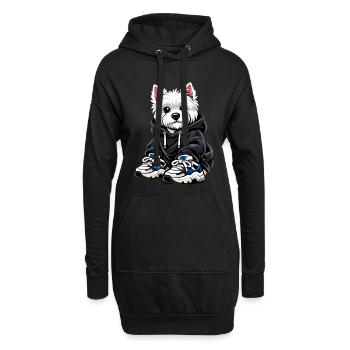 Westie cool en sweat à capuche et baskets oversize - Sweat-shirt à capuche long Femme - noir - Devant